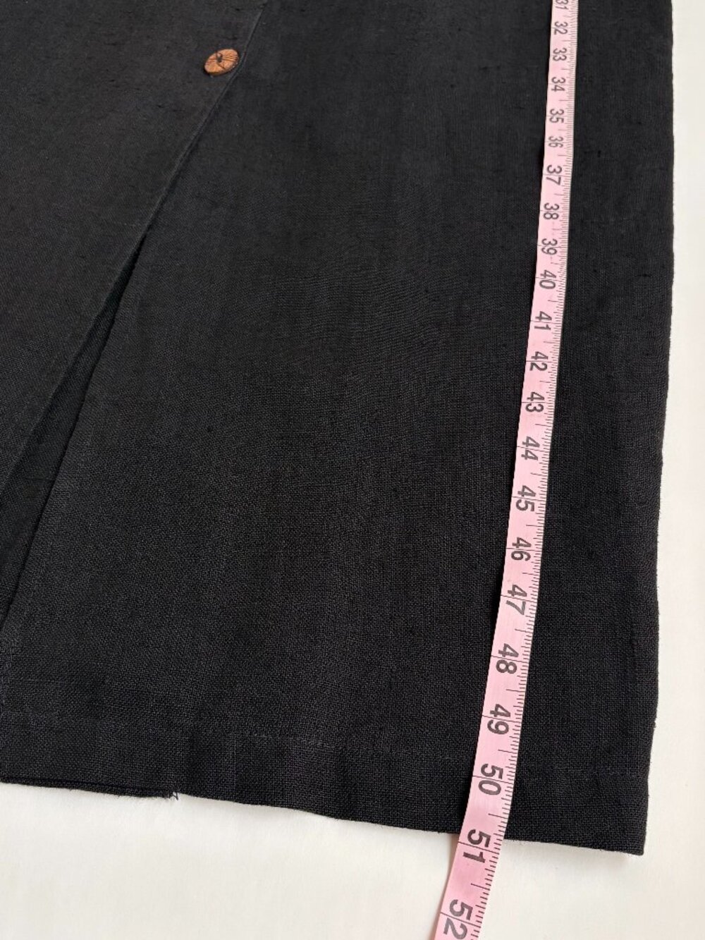 Vintage 90s Crucial Creations 100% Hemp Black Button Front Midi Dress Size L - Picture 7 of 7